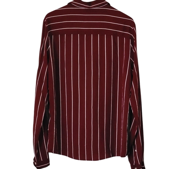 ASOS DESIGN Boxy Striped Shirt in Burgundy Red L - Picture 2 of 10